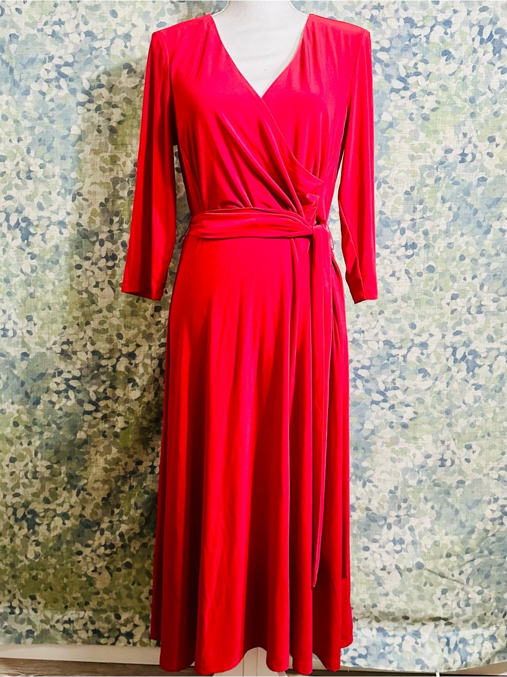 Lauren Ralph Lauren Red Faux Wrap Maxi Dress Size 8